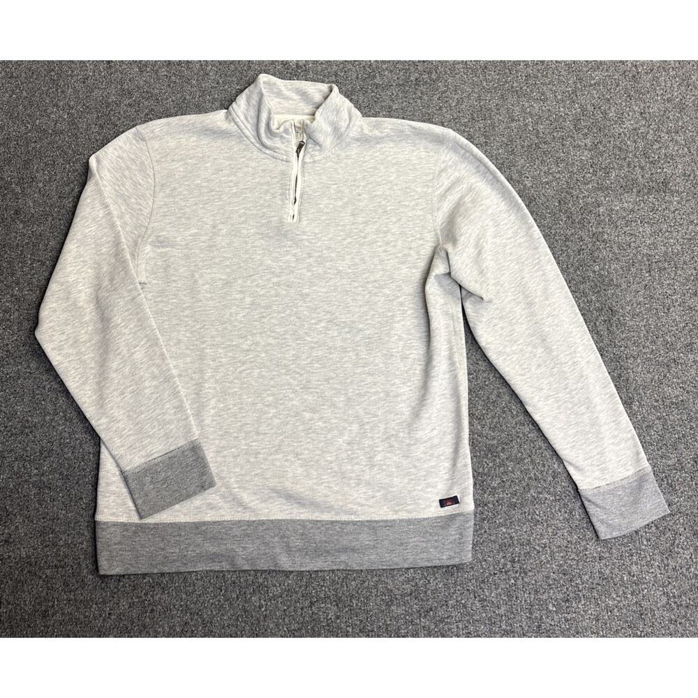 Faherty Brand Mens Medium Gray 1/4 Zip Mock Neck Pullover Sweatshirt Causal